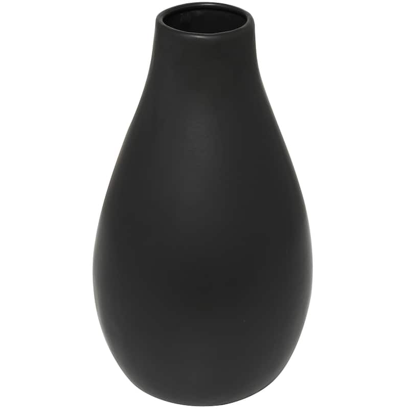 Black Ceramic Matte Decorative Vase - 12"W, 20"H