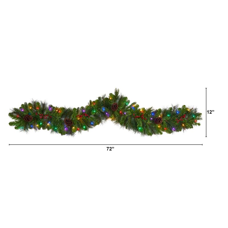6' Colorado Fir Artificial Christmas Garland with Lights - Green - 72