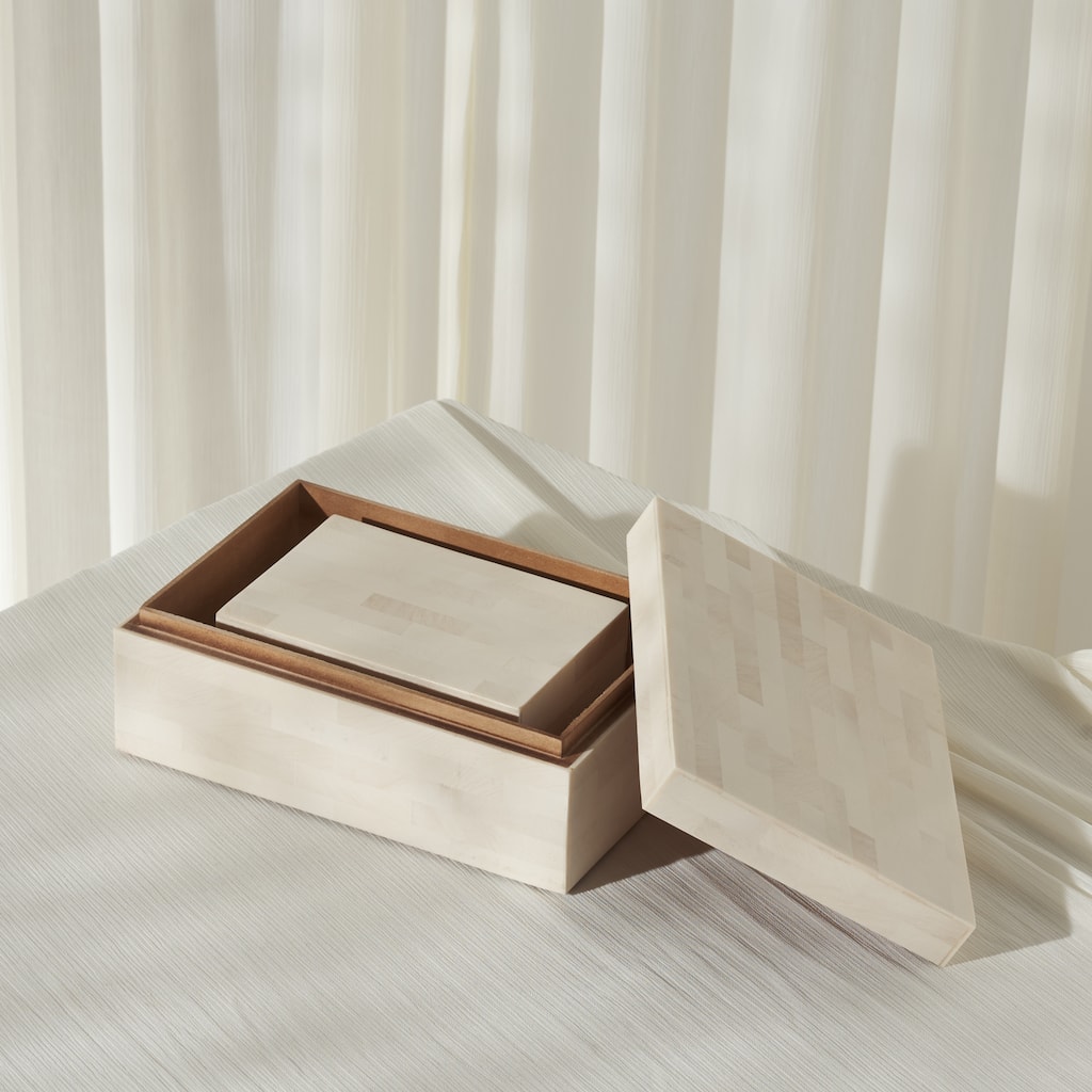 SAFAVIEH Home Sabi Antique Ivory/Faux Bone Resin Decorative Box Set of 2