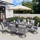 preview thumbnail 2 of 4, 9-Piece Aluminum Patio Dining Set with 8 Swivel Dining Chairs and Washable Cushions