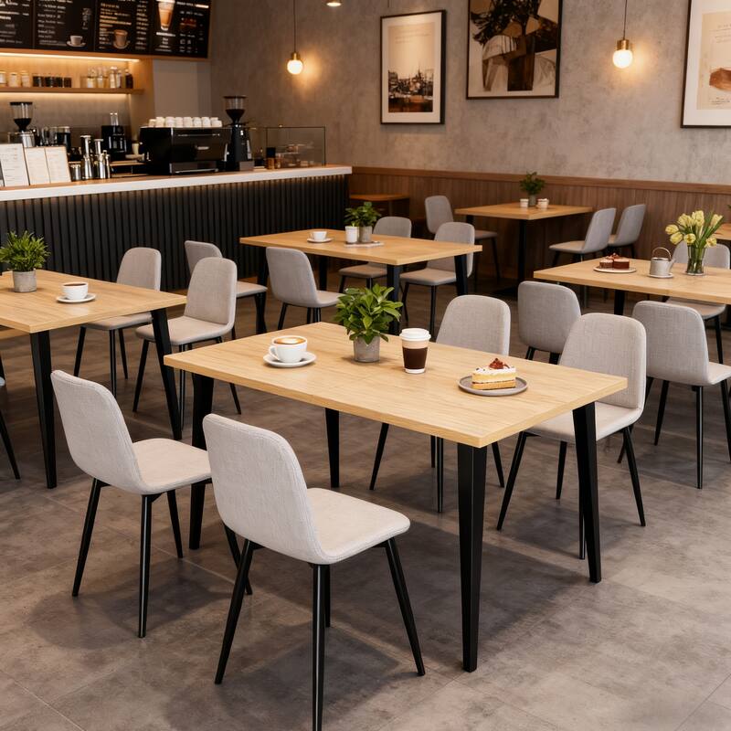 63 Inch Modern Dining Table for 6-8 People, Wooden Tabletop with Rust-Resistant Iron Legs, Rustic Industrial Design