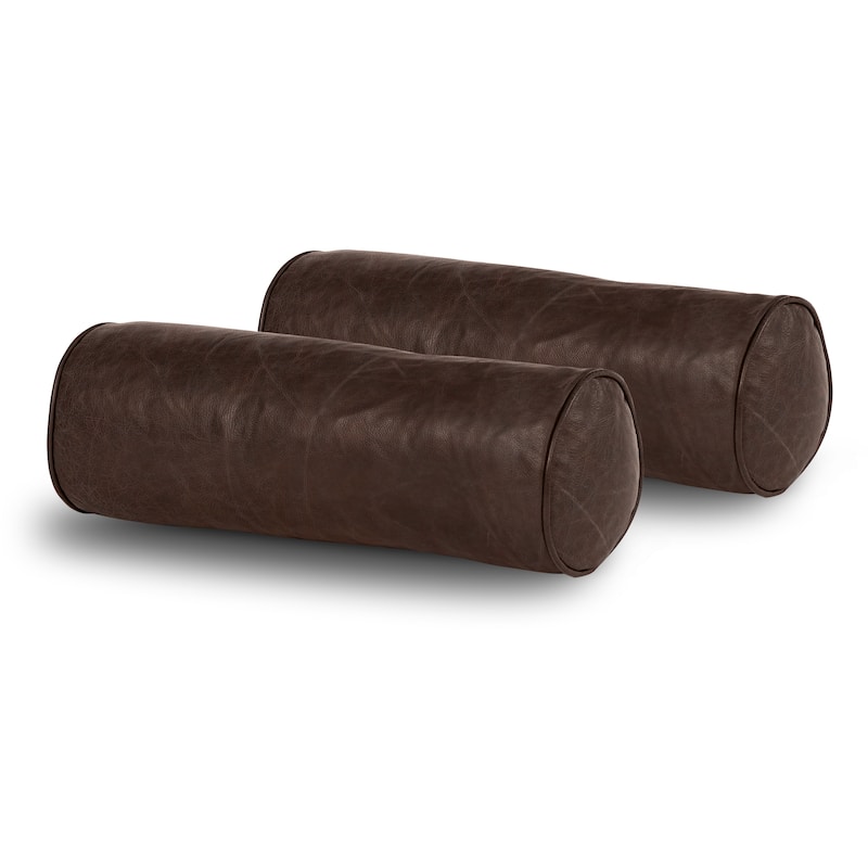 Poly and Bark Napa Leather Bolster Pillow (Set of 2)