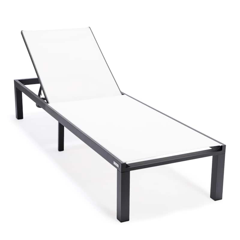 Marlin Outdoor Chaise Lounge Chair - Stackable Adjustable Recliner Sun Lounger for Pool, Beach, Patio, or Backyard - White