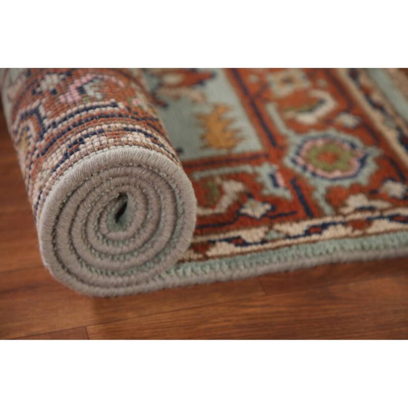 Light Blue Floral Oushak Oriental Accent Rug Handmade Wool Carpet - 3'0"x 4'11"