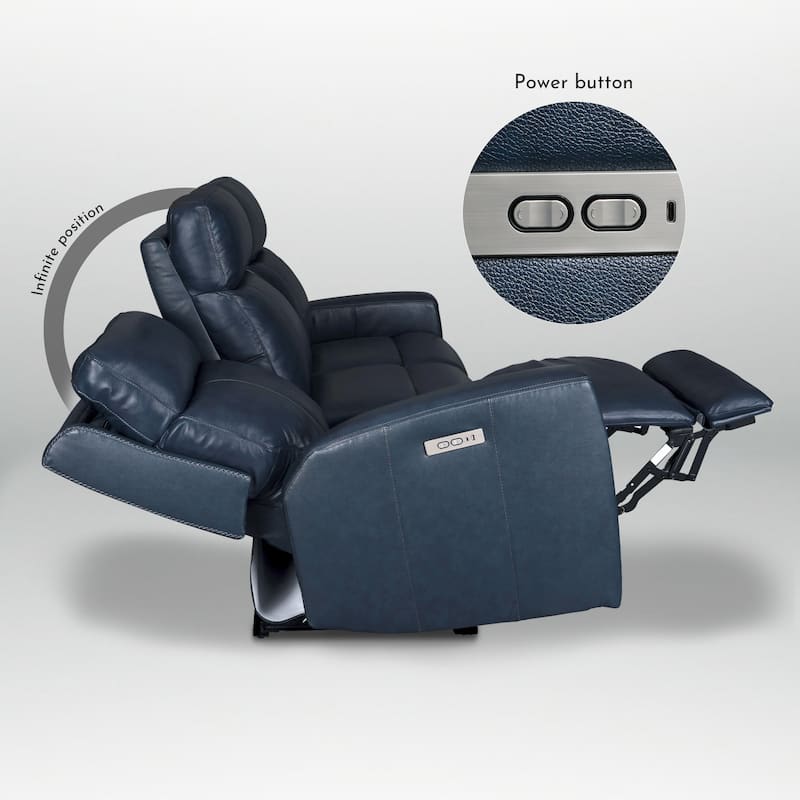 81.5'' Genuine Leather Zero Gravity Power Recliner Sofa with Power Headrest, USB&USB-C Port