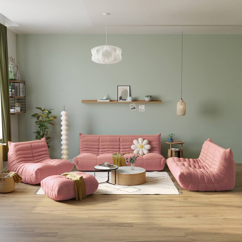 Feature Lazy Sofa Teddy Fabric Couch Living Room Sofa Bean Bag Chair