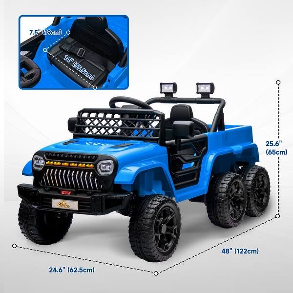 dimension image slide 1 of 3, Qaba 12V 4x4 Kids Ride on Truck with Back Trailer, 2WD/4WD Switchable Kids Electric Car with Parent Remote Control, Red