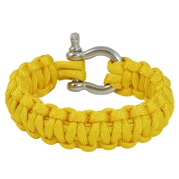 Unique Bargains Stainless Steel Shackle Practical Survival Bracelet Yellow for Outdoor Sports