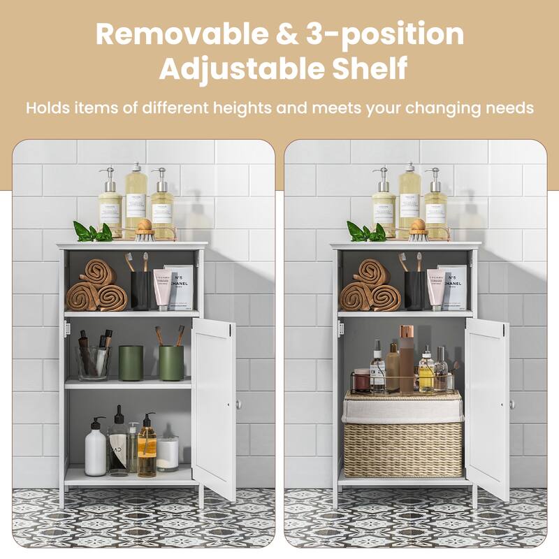 Bathroom Freestanding Adjustable Shelf Floor Storage Cabinet