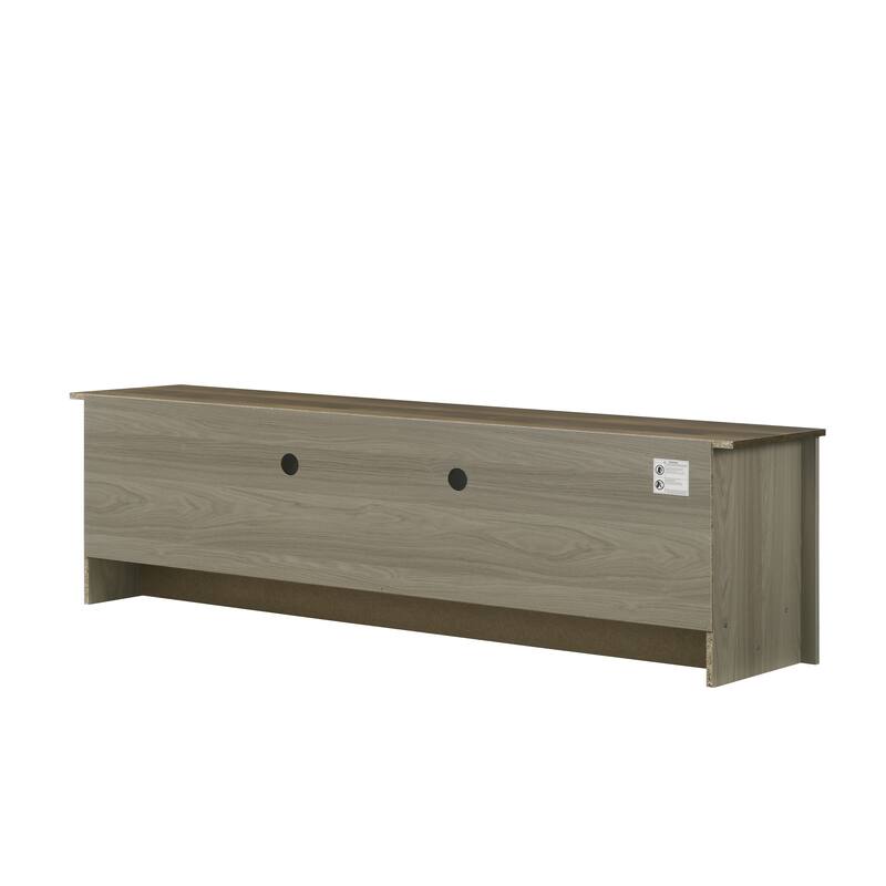 Nyla 68.5"W Gray Oak TV Stand with Shelves and Cabinet Doors