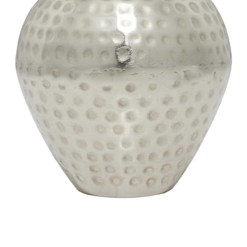 Metal Hammered Living Room Decorative Jars with Wood Lid - Silver - Roche River Decor