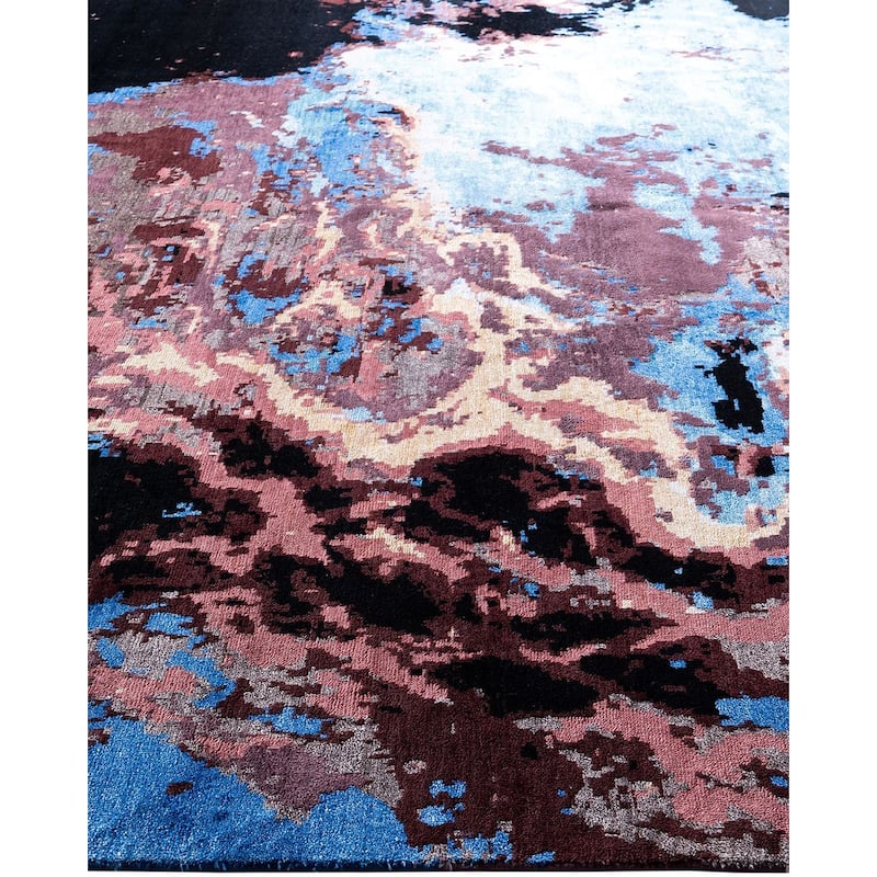 Ikat One-of-a-Kind Hand-Knotted Area Rug, Black - 9' 2" x 12' 3"