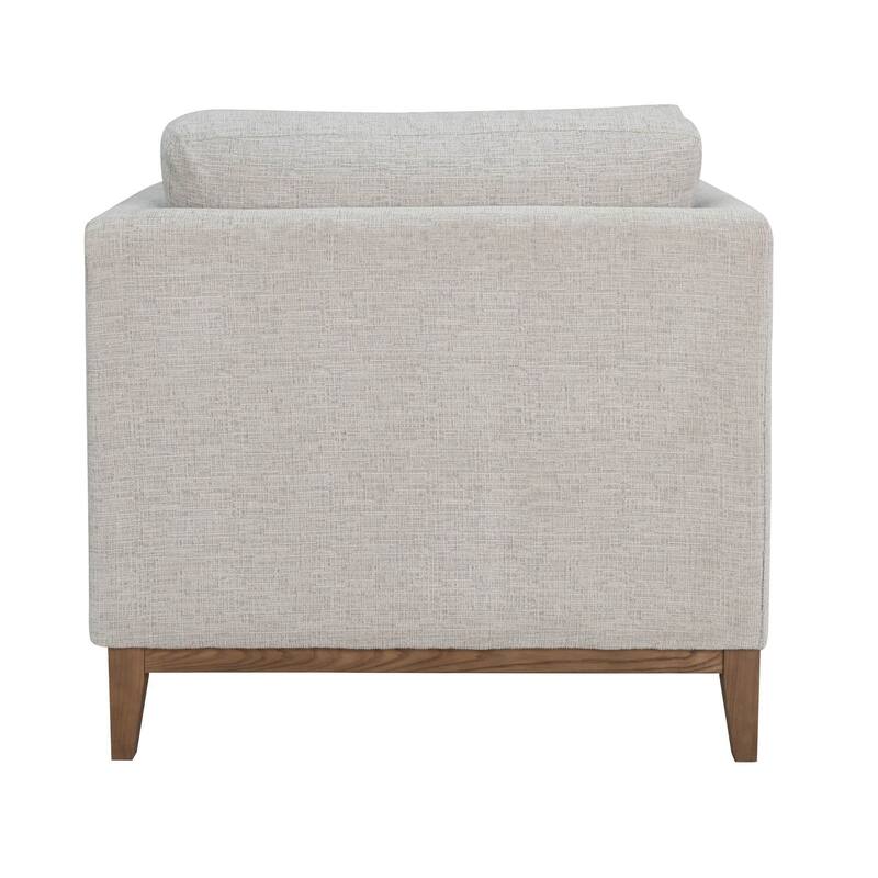 Plush Upholstered Club Chair, Woven Tweed Neutral