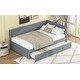 preview thumbnail 5 of 13, Twin Size Wood Daybed with Trundle and Guardrail, Solid Pine Frame, No Box Spring Required, Vintage Style for Bedroom, Grey