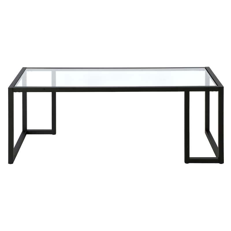 45 Inch Glass Steel Coffee Table Rectangular Living Room Furniture - 45” x 20” x 17”
