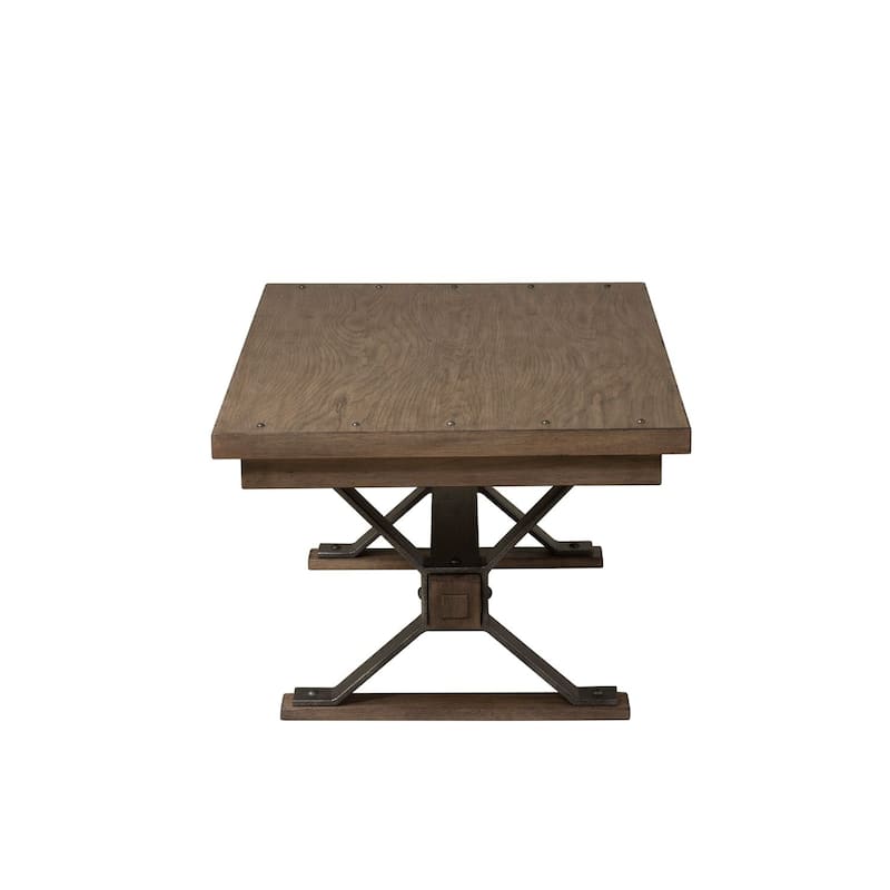 Sonoma Road Weathered Beaten Bark Antique Pewter Metal Rectangular Cocktail Table