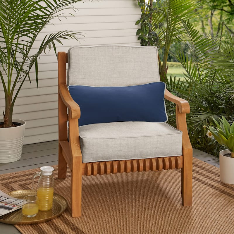 Sorra Home Oakley Sunbrella Solid Indoor/ Outdoor Corded Chair Cushion Set and Lumbar Pillow