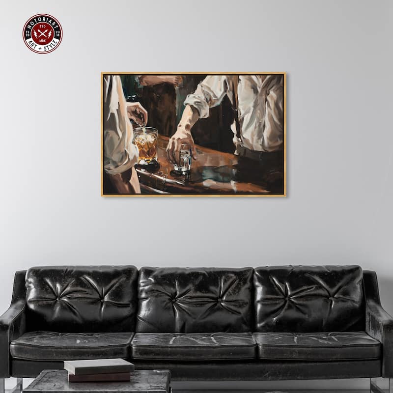 Notoriart Together For Drinks Framed Bar Cart Art For Men