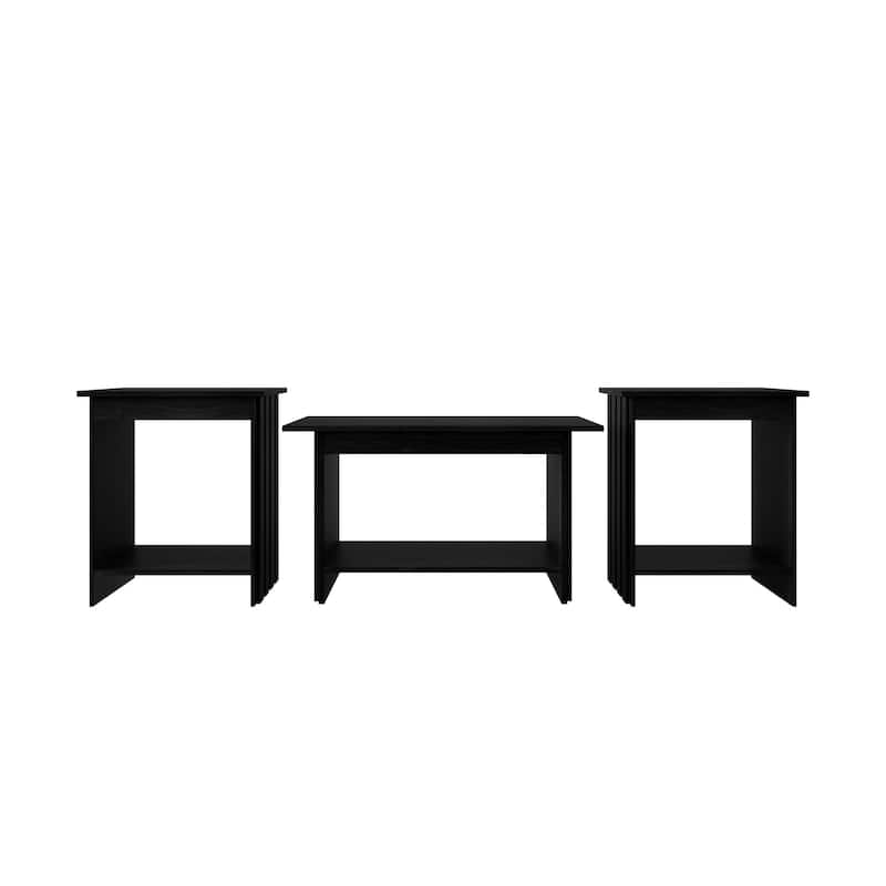 CraftPorch Luxury Wooden Coffee Table Set - Black