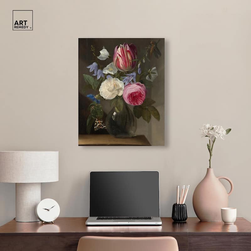 Roses and a Tulip Canvas by Art Remedy, Gallery Wrapped