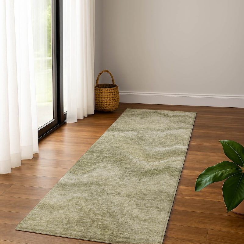 Premium Washable Super Soft Contemporary Blur Mayfield Rug - Sage - 2'3" x 7'6"