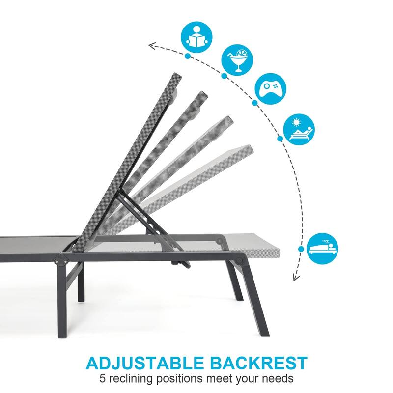 Outdoor Loungers Set of 2, Poolside Chairs, Outside Patio Chaise