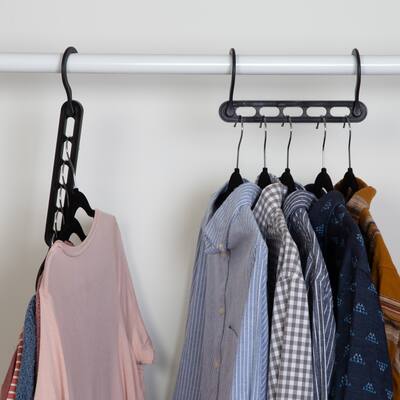 Black Set of 5 Collapsible Hangers and 50 Velvet Non-Slip Hangers
