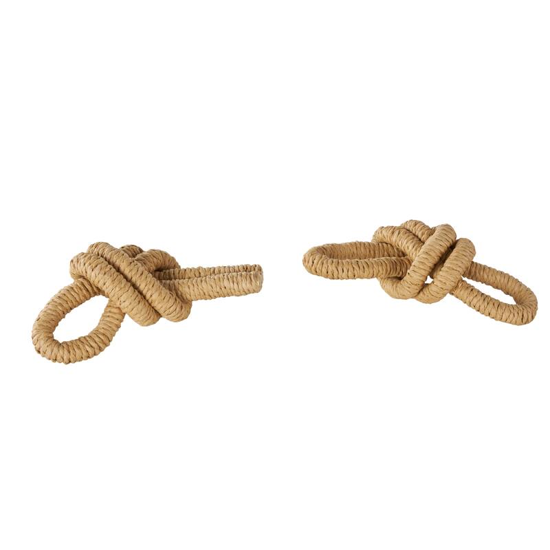 Paper Knot Woven Sculpture - Set of 2 Brown - Roche River Decor - 4"W x 8"L x 3"H
