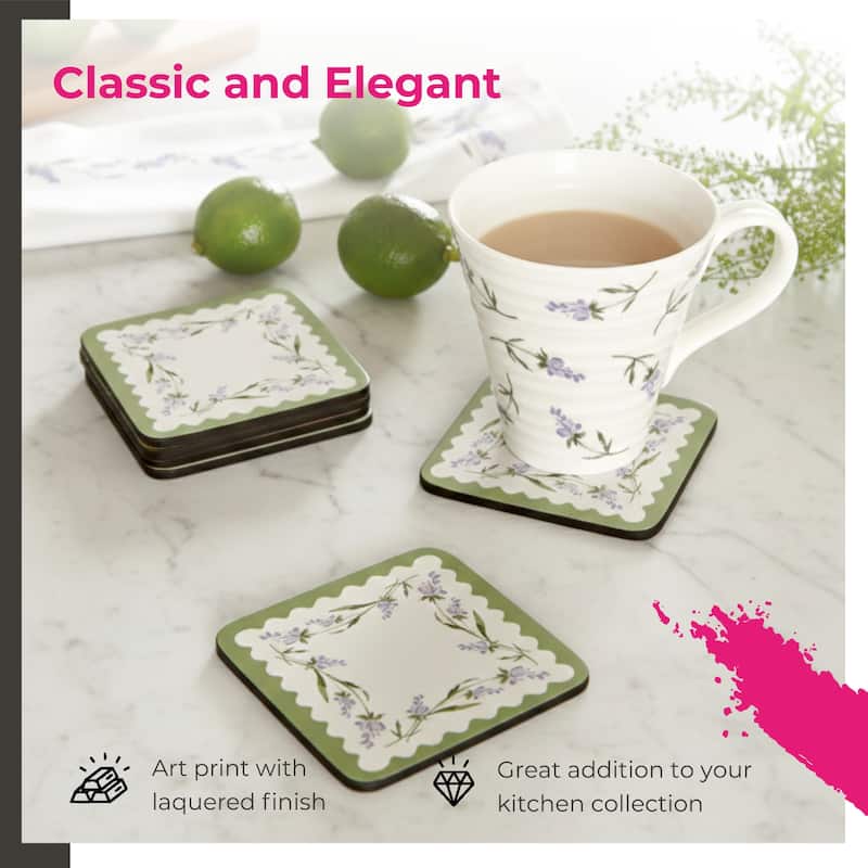 Portmeirion Set of 6 Lavandula Coasters - 4 x 4 in