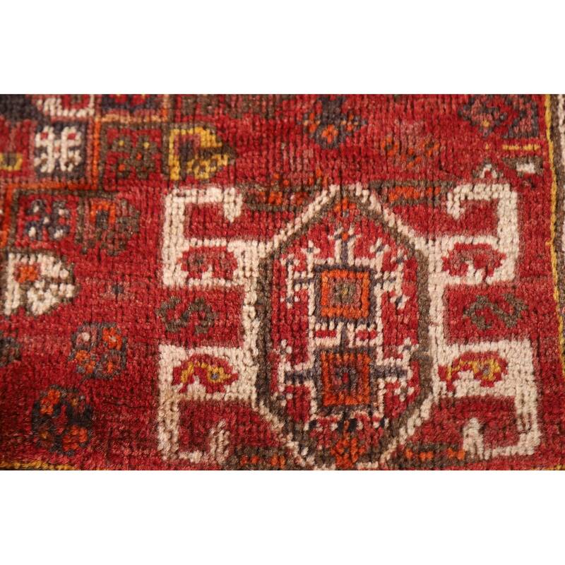 Vegetable Dye Red Shiraz Persian Antique Area Rug Handmade Wool Carpet - 3'3"x 4'11"