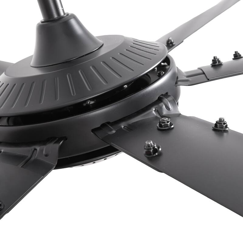 Ceiling Fan Modern 120" Industrial 6-Blade Black Metal