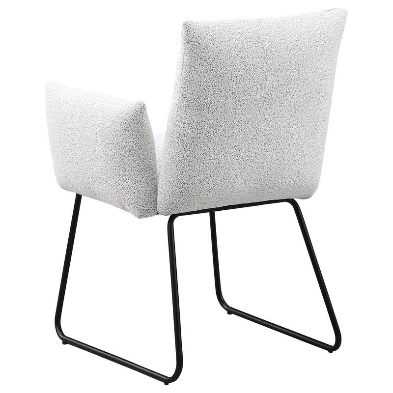 Acko Dining Chair Set of 2, Light Gray Fabric, Black Metal Frame