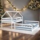 preview thumbnail 2 of 7, Wood Twin over Full House Bunk Bed Kids Bed with Built-in Ladder, White