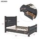 preview thumbnail 14 of 12, Queen Size Platform Bed with Upholstered Headboard and 2 Drawers, Antique White