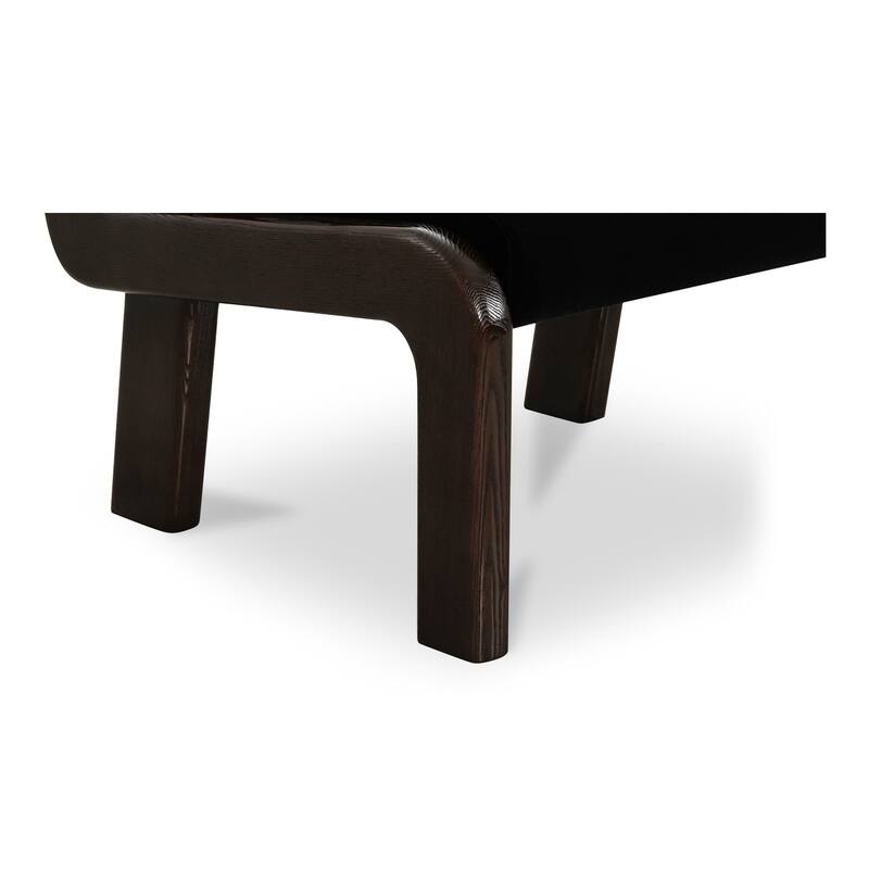 NADAAL STUDIOS Onaris Accent Chair, Vintage-Inspired Black Velvet with Dark-Stained Ash Frame, Black