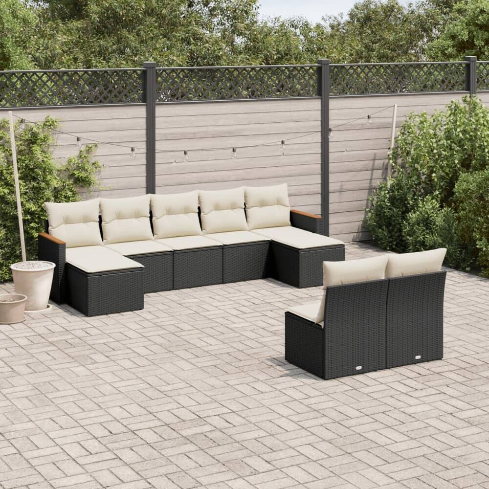 vidaXL Patio Sofa Set with Cushions Outdoor Conversation Furniture Poly Rattan