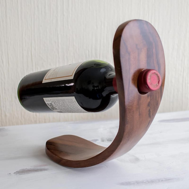 Novica Handmade Slope Wood Bottle Holder