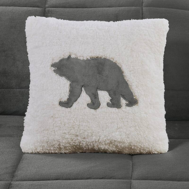 GDF Studio - Alton Plush to Sherpa Down Alternative Comforter Set - Charcoal & Ivory