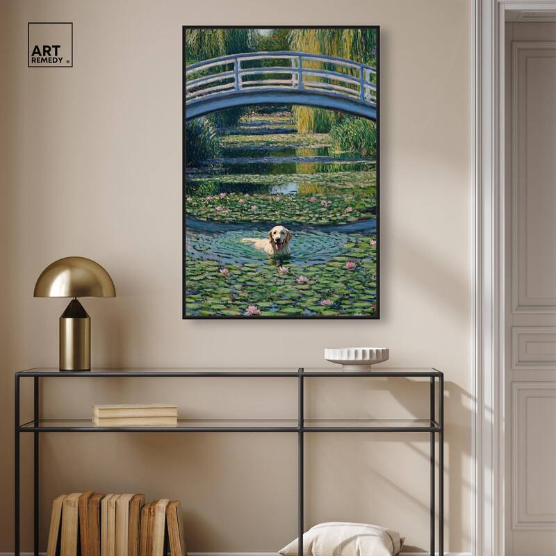 The Pond Under the Bridge Canvas by Art Remedy