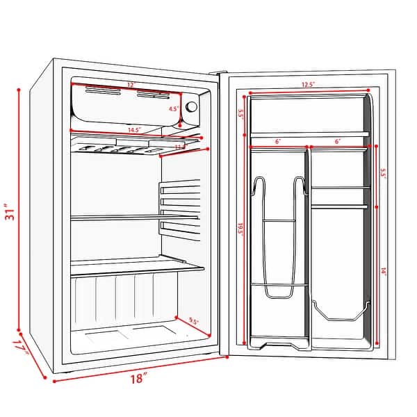 Costway 3.2 Cu.Ft. Compact Refrigerator Mini Dorm Small Fridge Freezer