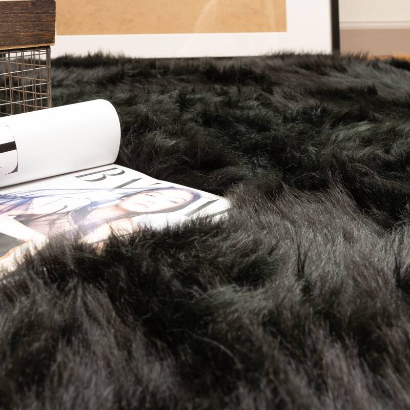 Silver Orchid Parrott Faux Fur Sheepskin Area Rug