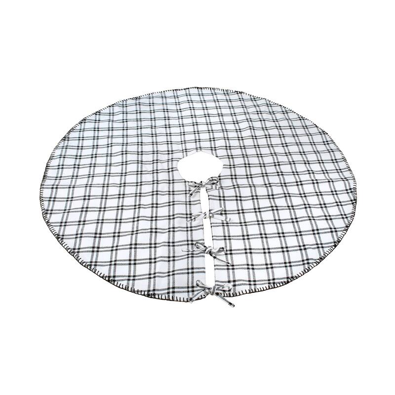 National Tree Company 48 in. HGTV Home Collection Plaid Whipstitch Tree Skirt, Black and White - 48 in