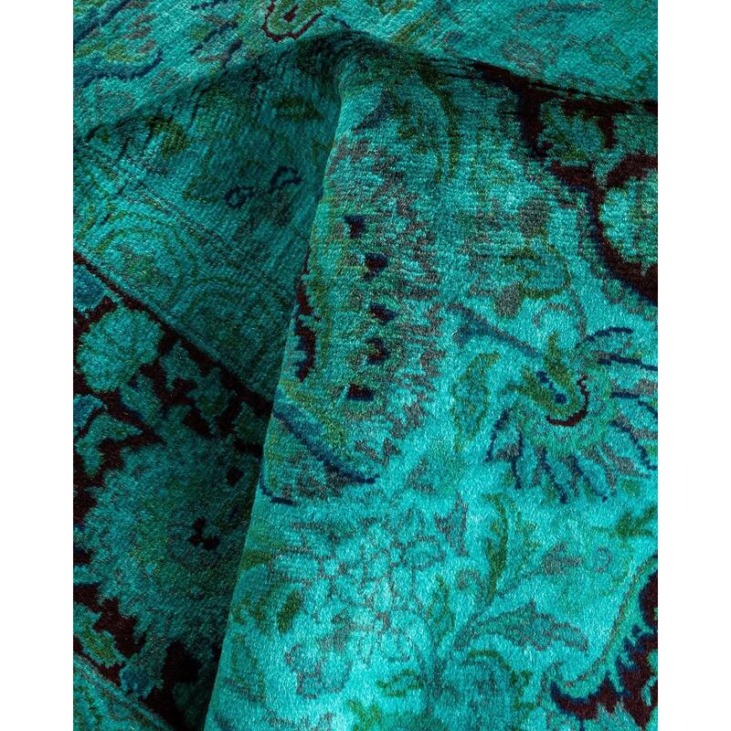 Overton Hand Knotted Wool Vintage Inspired Modern Contemporary Overdyed Blue Area Rug - 3' 2" x 5' 3"