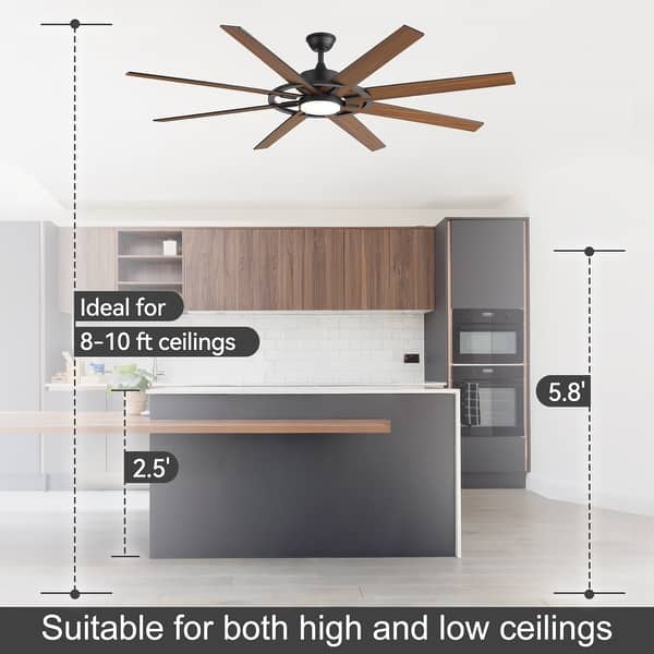 dimension image slide 0 of 2, 72" Large Ceiling Fan with 3CCT Dimmable LED Light and Remote(8 Reversible Blades）