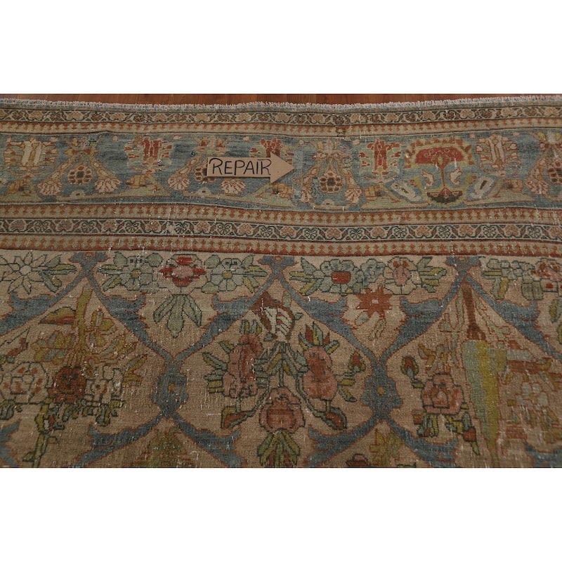 Hand Knotted Oriental 100% Wool Carpet Traditional All-Over Brown Bakhtiari Area Rug - 16' 2'' X 12' 2''