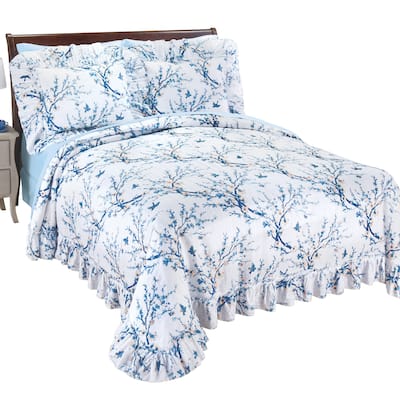 Audrey Blossoms Plissé Ruffled Edge Bedspread