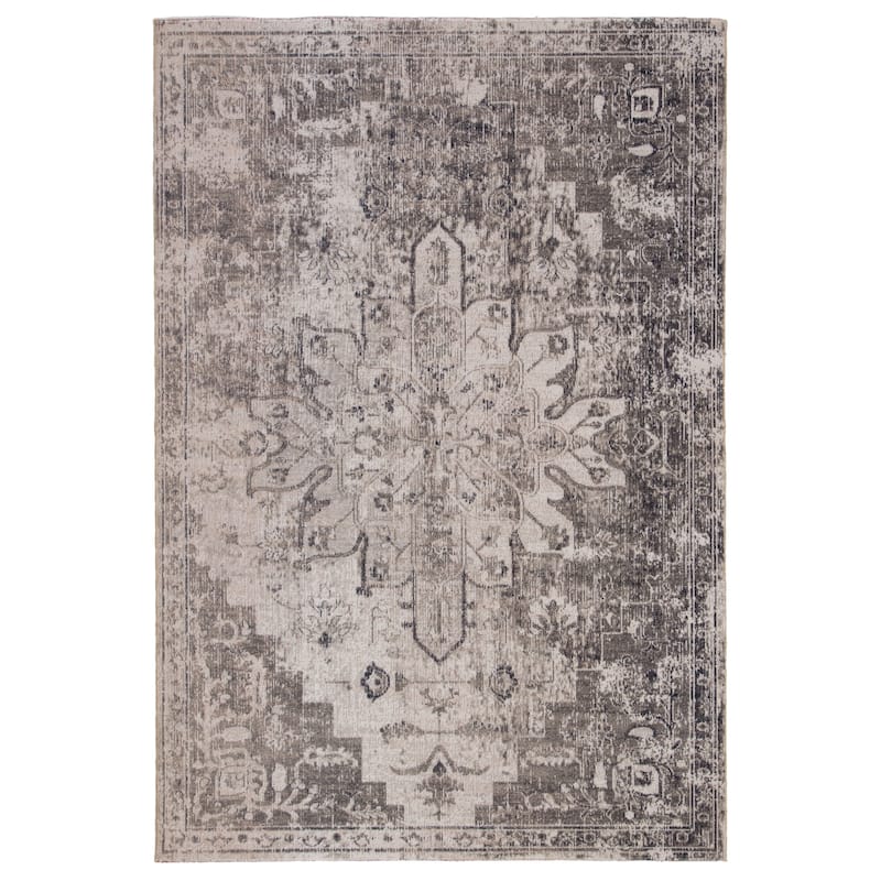 The Gray Barn Whitfield Grey and Ivory Medallion Runner Rug - 2' x 3' - Grey/Ivory