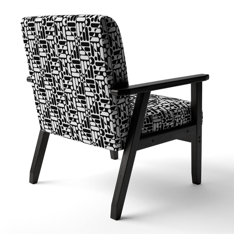 Designart "Black Lines Geometric" Upholstered Patterned Accent Chair and Arm Chair