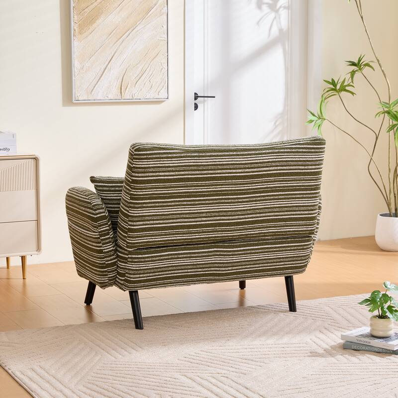 Modern Style 2-seater Sofa with Ultra-Comfortable Armrests, Armrest Pillows, and Storage Pockets, Deep-Seated Sofa