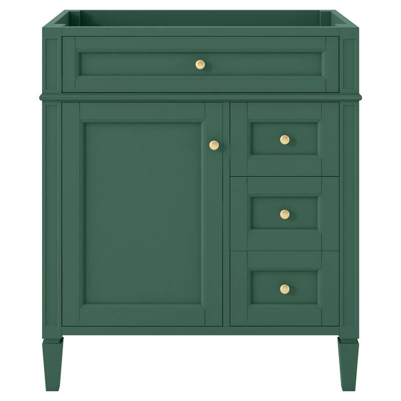 Roomfitters 30" Vanity Base Only, Modern Bathroom Cabinet with 2 Drawers and Tip-out Tray, Basin Not Included